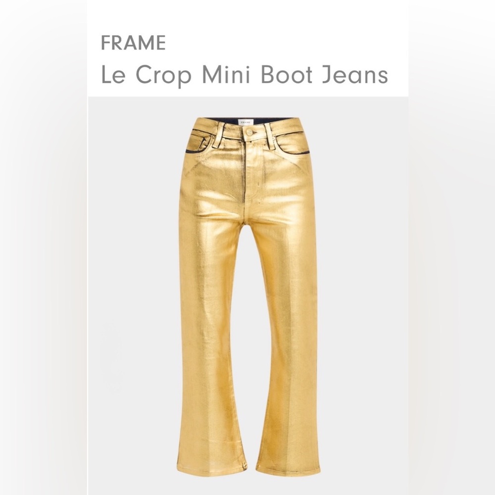 • FRAME • Le Crop Mini Boot Jeans • Color: GOLD CHROME • NEW NWT